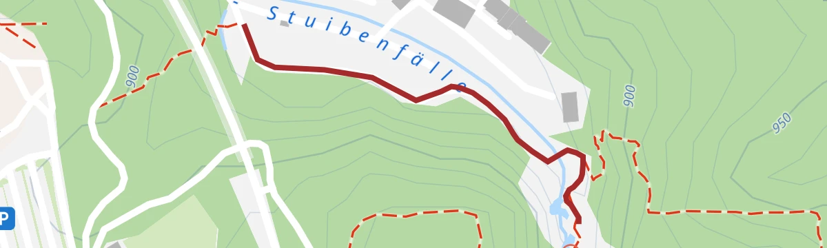 Route map: Tour zum ersten Aussichtspunkt Stuibenfälle